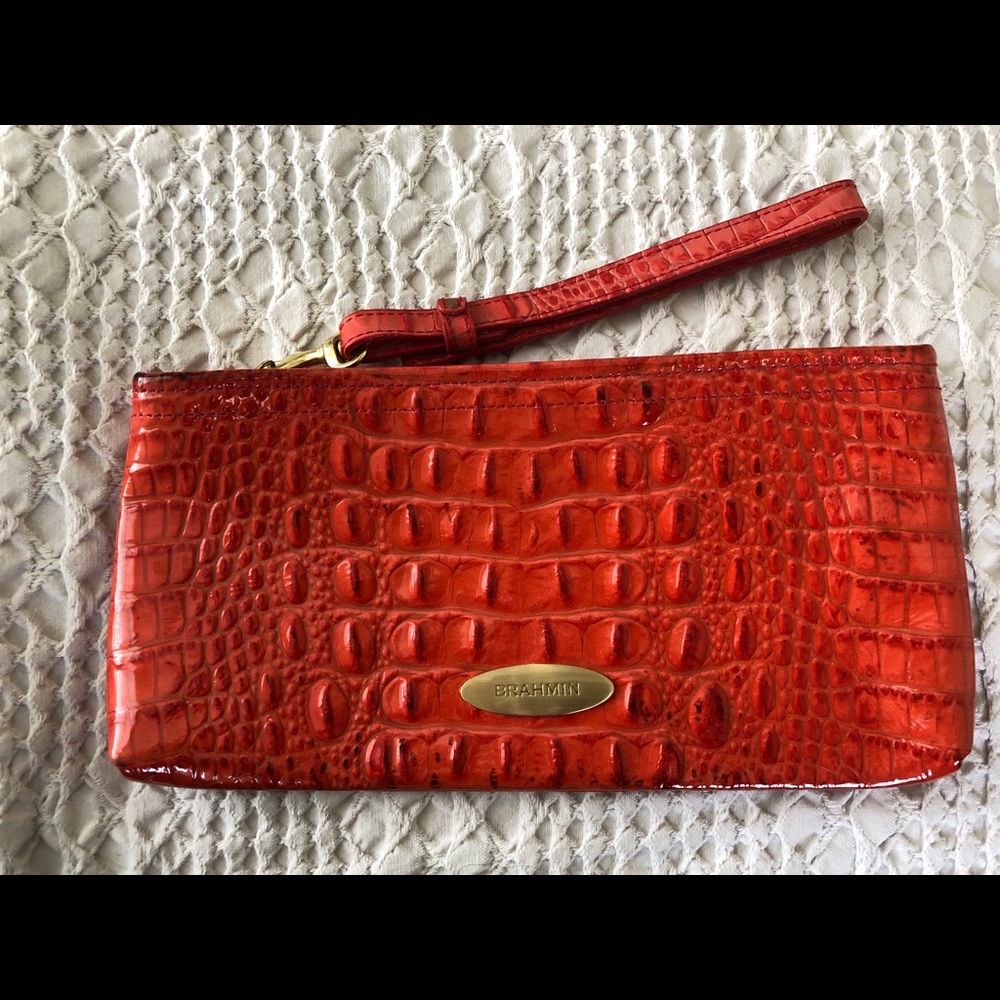 Brahmin Rosalyn Shiny Coral Wristlet Clutch